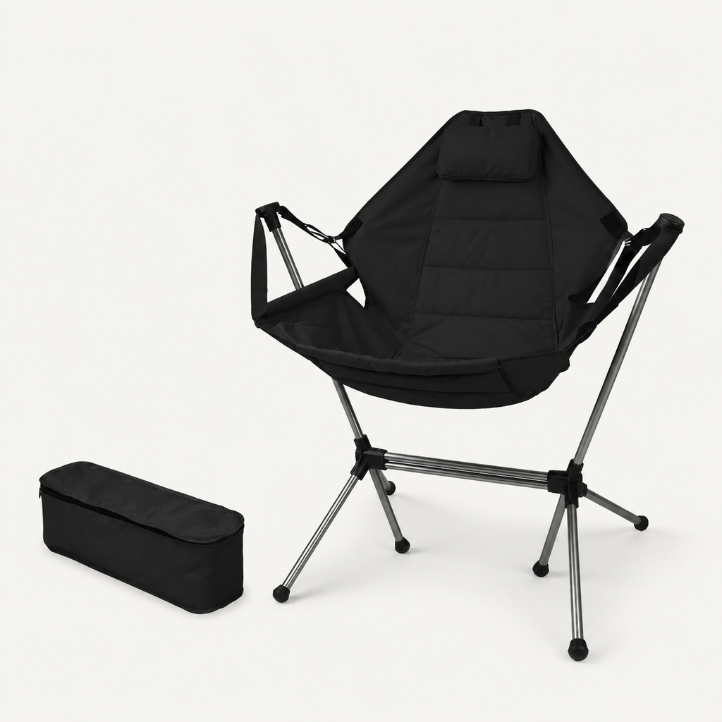 SummitSage Heritage Deluxe Rocking Moon Chair - Ultra-Comfortable Swing Camping Chair | Quiet Outdoor Living | 7075 Aerospace Aluminum | Your Living Room in the Wild