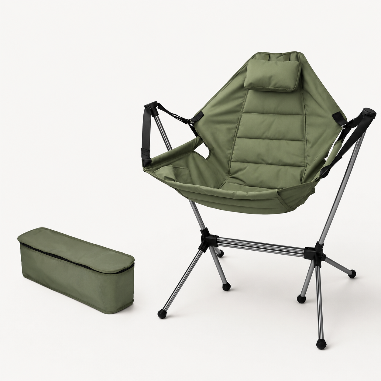 SummitSage Heritage Deluxe Rocking Moon Chair - Ultra-Comfortable Swing Camping Chair | Quiet Outdoor Living | 7075 Aerospace Aluminum | Your Living Room in the Wild