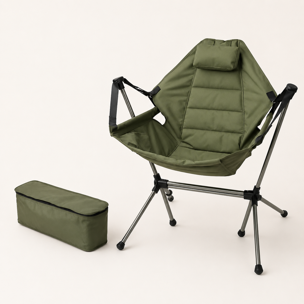 SummitSage Heritage Deluxe Rocking Moon Chair - Ultra-Comfortable Swing Camping Chair | Quiet Outdoor Living | 7075 Aerospace Aluminum | Your Living Room in the Wild