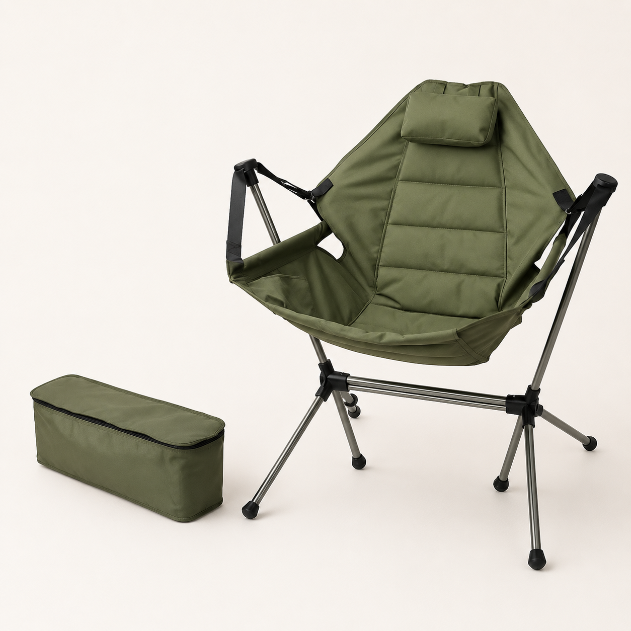 SummitSage Heritage Deluxe Rocking Moon Chair - Ultra-Comfortable Swing Camping Chair | Quiet Outdoor Living | 7075 Aerospace Aluminum | Your Living Room in the Wild