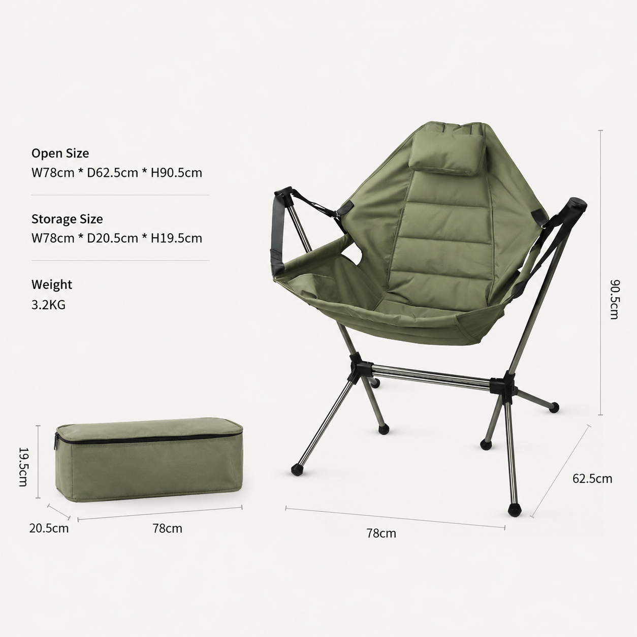 SummitSage Heritage Deluxe Rocking Moon Chair - Ultra-Comfortable Swing Camping Chair | Quiet Outdoor Living | 7075 Aerospace Aluminum | Your Living Room in the Wild