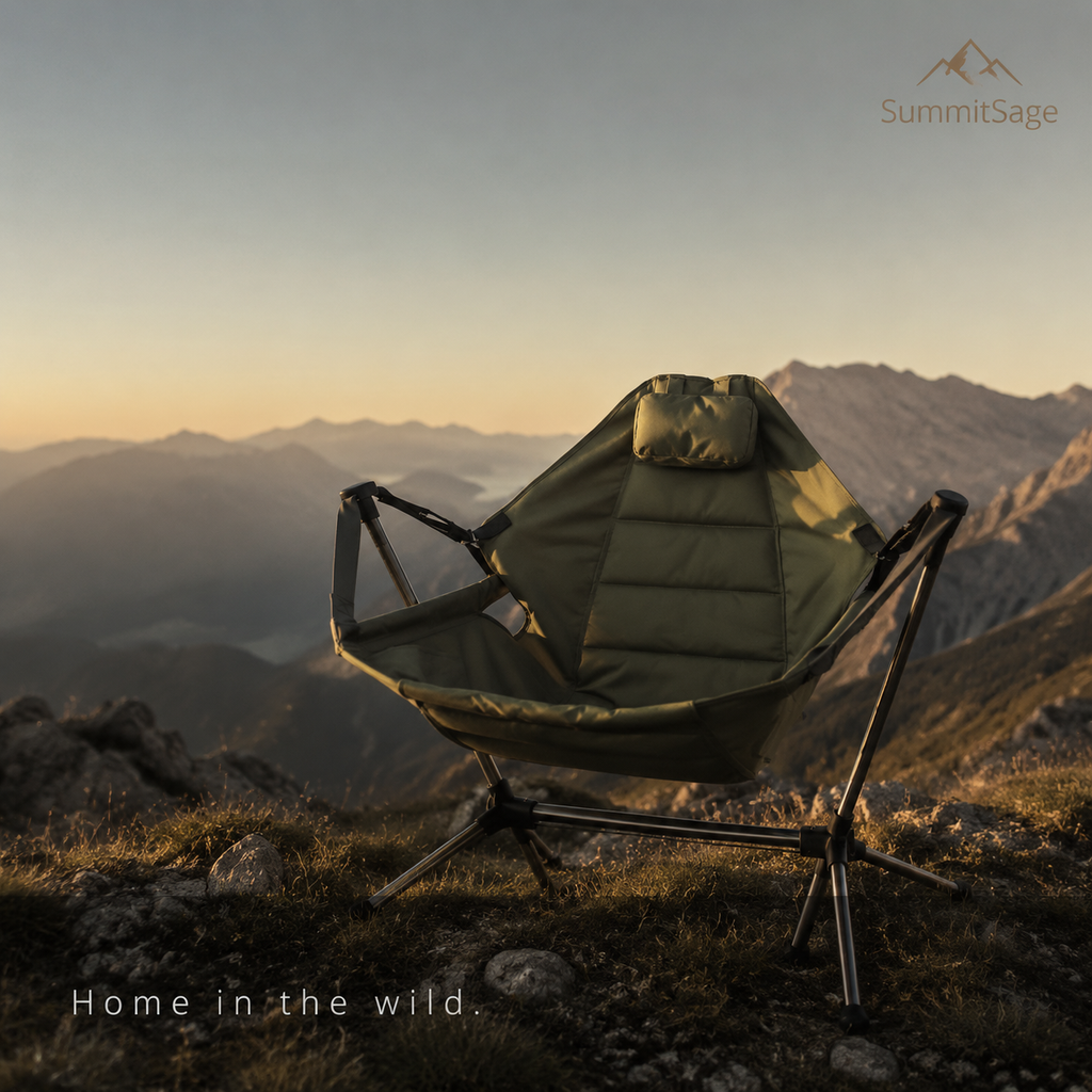 SummitSage Heritage Deluxe Rocking Moon Chair - Ultra-Comfortable Swing Camping Chair | Quiet Outdoor Living | 7075 Aerospace Aluminum | Your Living Room in the Wild