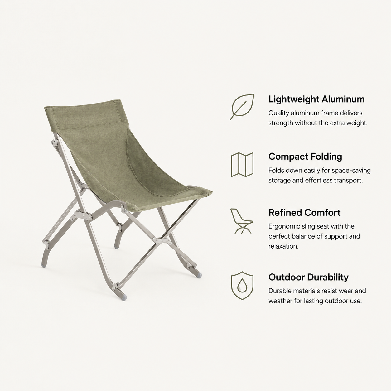 SummitSage Heritage Portable Folding Camping Chair - Ultralight Aluminum Outdoor Chair with Matte Anodized Finish | Quiet Outdoor Living | 7075 Aerospace Aluminum | Your Living Room in the Wild