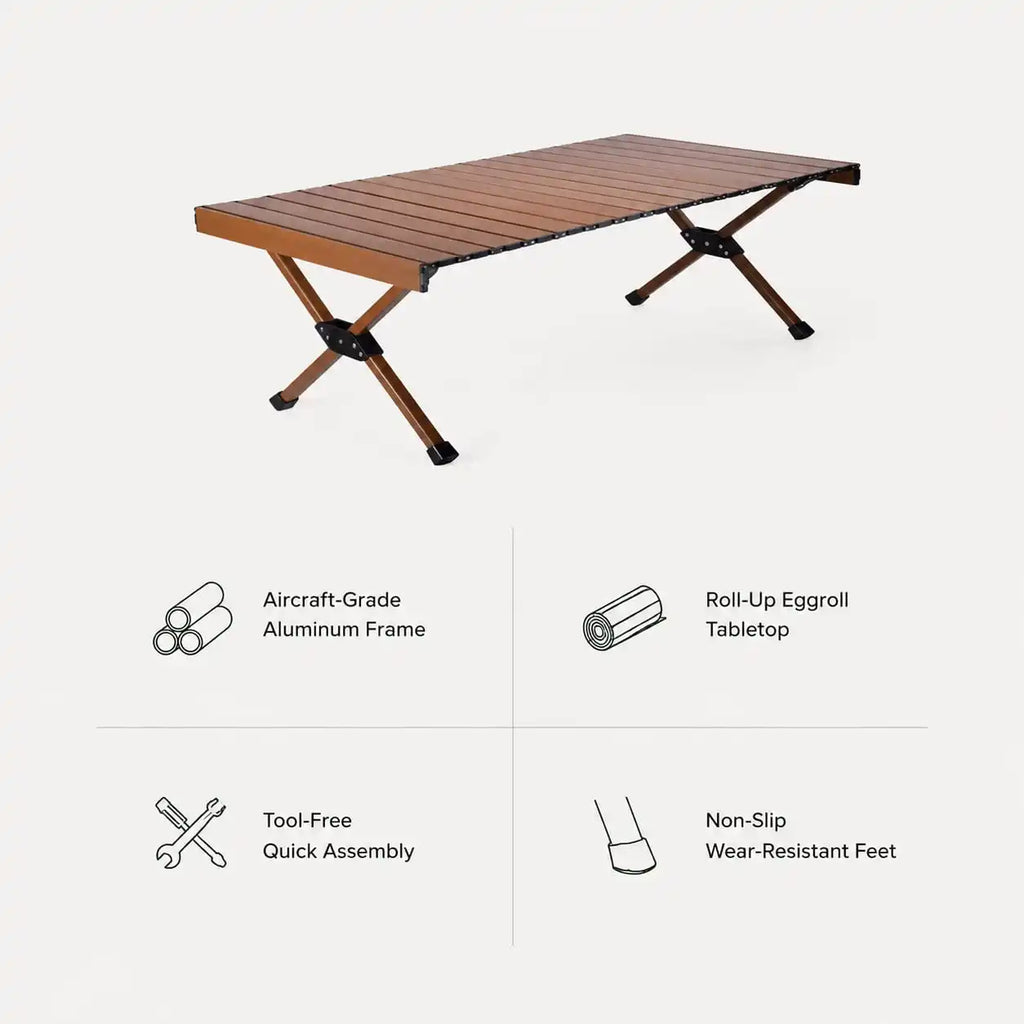 SummitSage Heritage 90cm Aluminum Egg-Roll Table - Classic Folding Outdoor Dining Table | Quiet Outdoor Living | 7075 Aerospace Aluminum | Your Living Room in the Wild