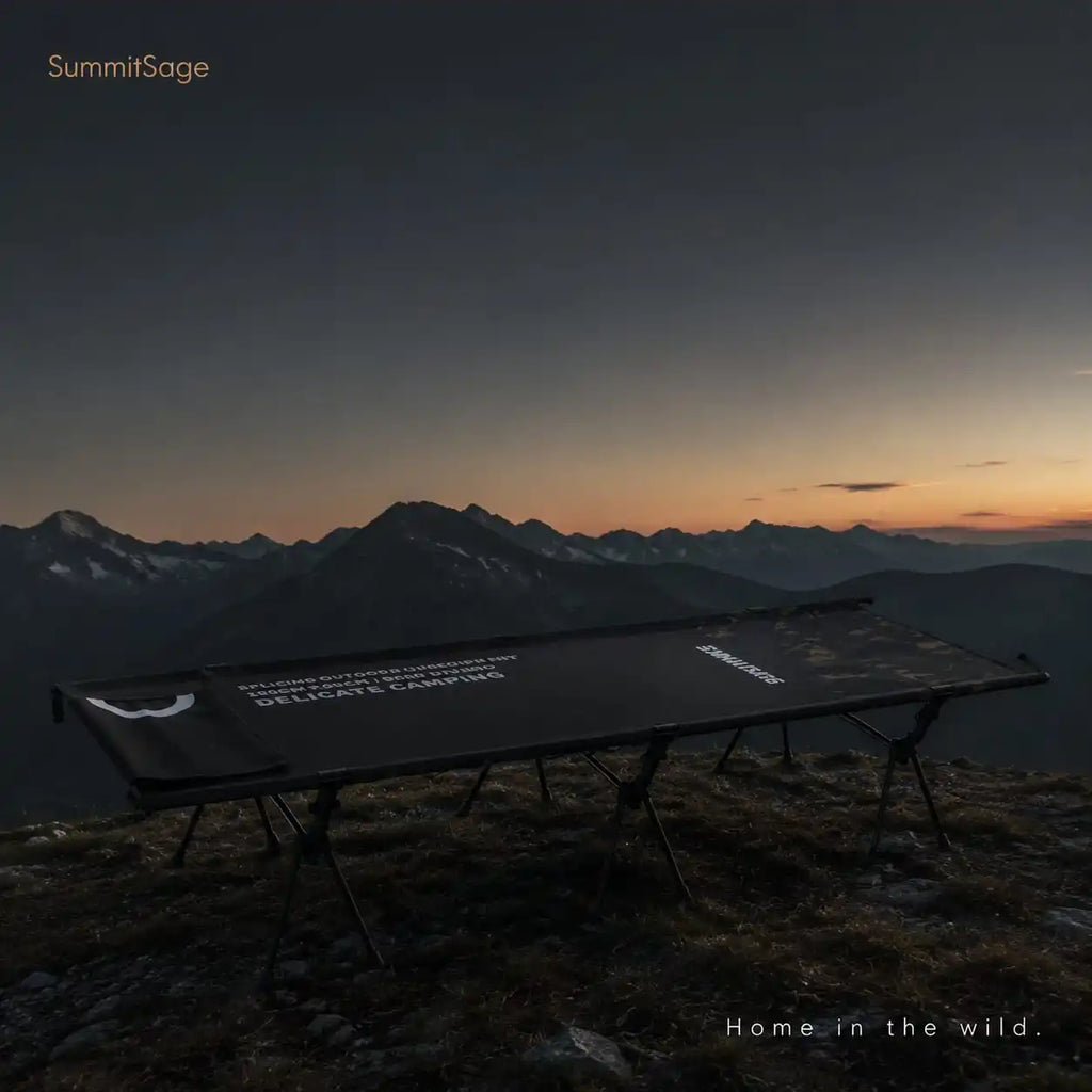 SummitSage Heritage Ultralight Folding Camping Cot - Heavy Duty Tactical Glamping Bed | Quiet Outdoor Living | 7075 Aerospace Aluminum | Your Living Room in the Wild