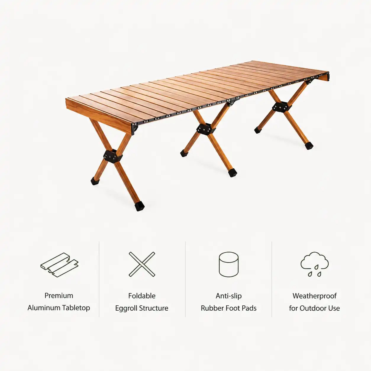 SummitSage Heritage 120cm Extended Aluminum Egg-Roll Table - Large Outdoor Dining Table | Quiet Outdoor Living | 7075 Aerospace Aluminum | Your Living Room in the Wild