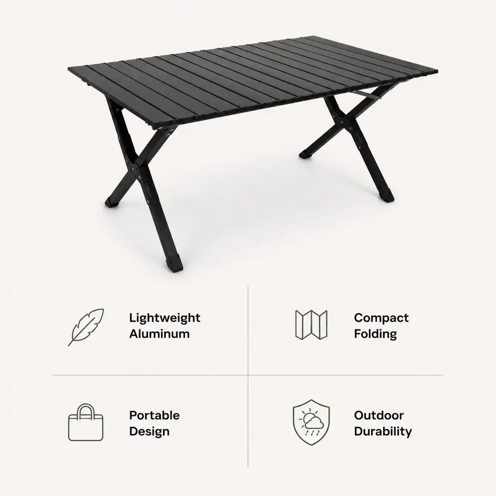 SummitSage Heritage Aluminum Egg Roll Table - Portable Folding Camping Table | Quiet Outdoor Living | 7075 Aerospace Aluminum | Your Living Room in the Wild