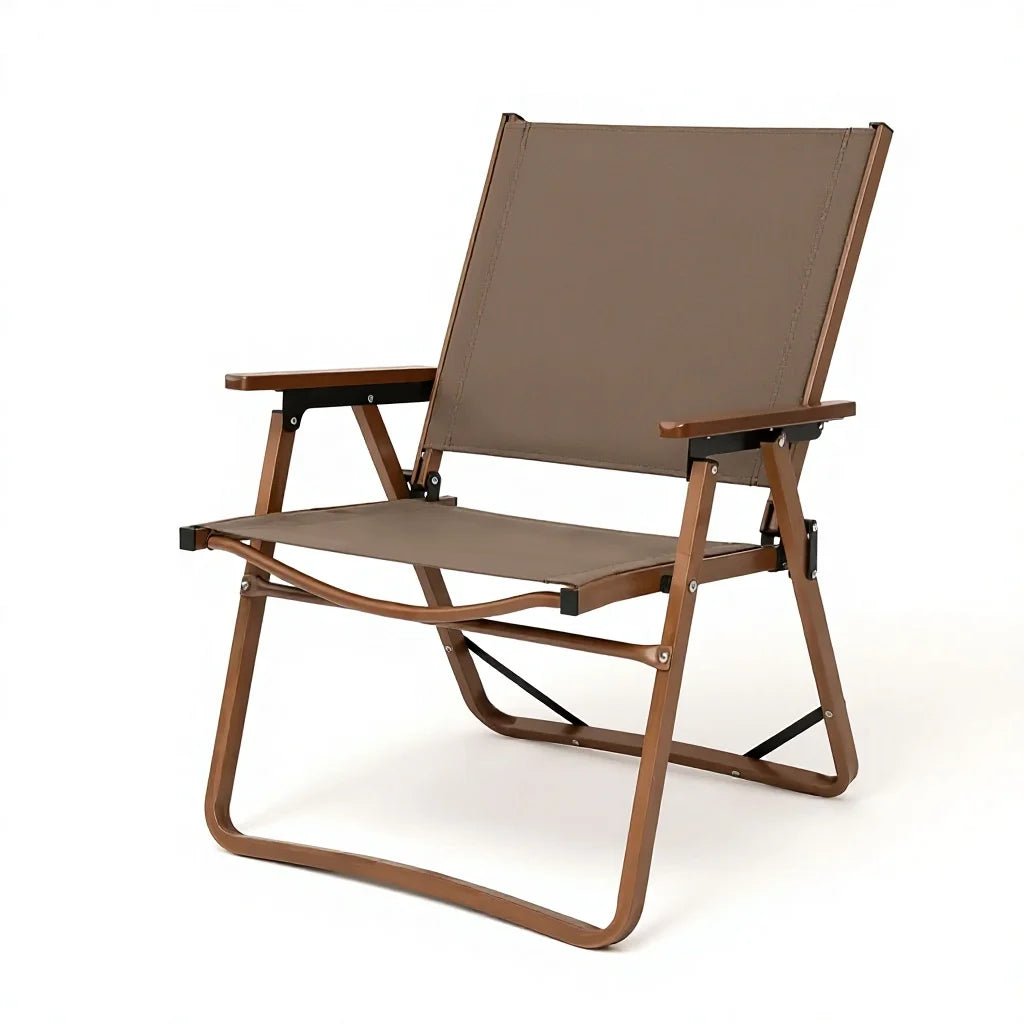 SummitSage Heritage Wood-Grain Aluminum Folding Kermit Chair - Large Luxury Camping Seat | Quiet Outdoor Living | 7075 Aerospace Aluminum | Your Living Room in the Wild