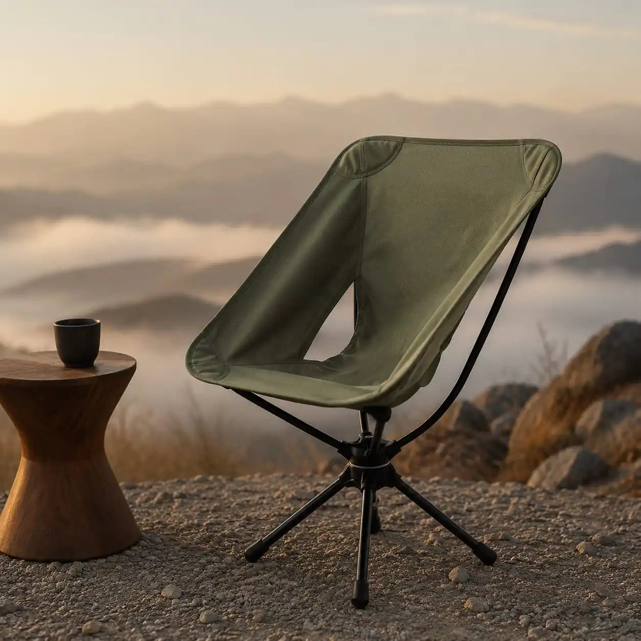 SummitSage Heritage 360° Swivel Folding Camping Chair - Portable Moon Chair | Quiet Outdoor Living | 7075 Aerospace Aluminum | Your Living Room in the Wild
