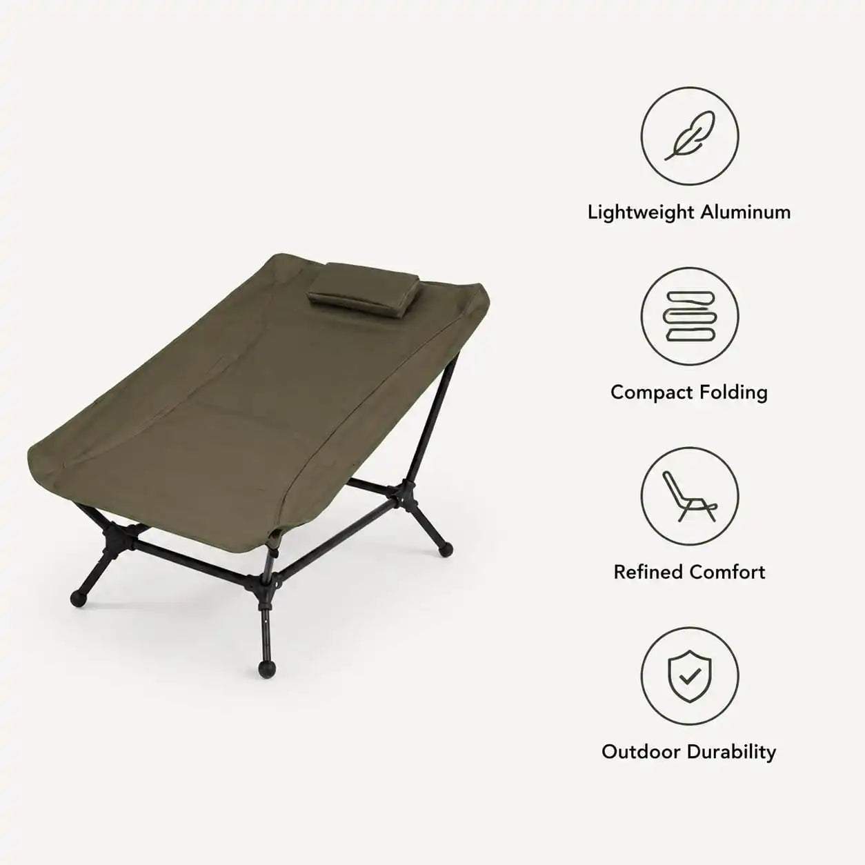 SummitSage Heritage Folding Aluminum Reclining Kermit Chair - Premium Outdoor Lounge | Quiet Outdoor Living | 7075 Aerospace Aluminum | Your Living Room in the Wild
