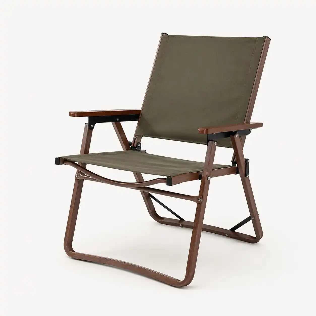 SummitSage Heritage Wood-Grain Aluminum Folding Kermit Chair - Large Luxury Camping Seat | Quiet Outdoor Living | 7075 Aerospace Aluminum | Your Living Room in the Wild