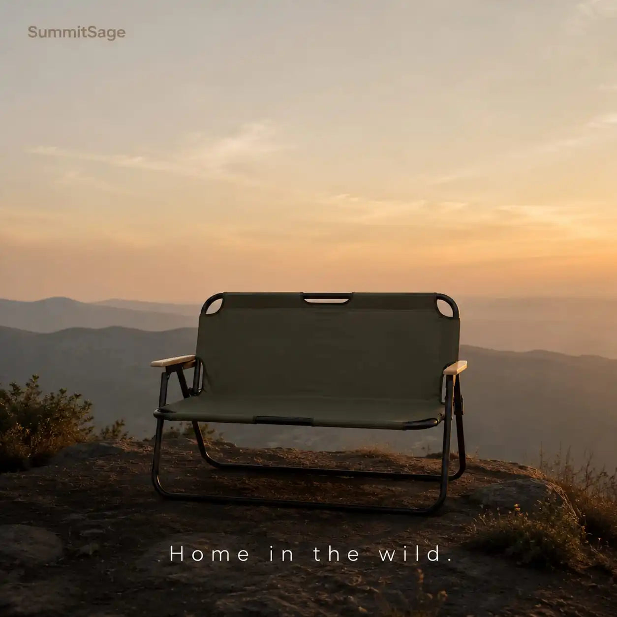 SummitSage Heritage Double Folding Camping Chair - 2 Person Portable Outdoor Bench | Quiet Outdoor Living | 7075 Aerospace Aluminum | Your Living Room in the Wild