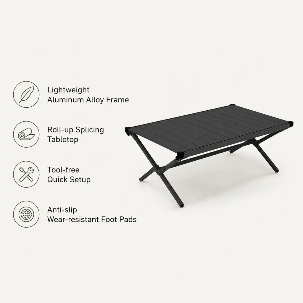 SummitSage Heritage Aluminum Egg-Roll Table - Premium Folding Outdoor Camping Table | Quiet Outdoor Living | 7075 Aerospace Aluminum | Your Living Room in the Wild