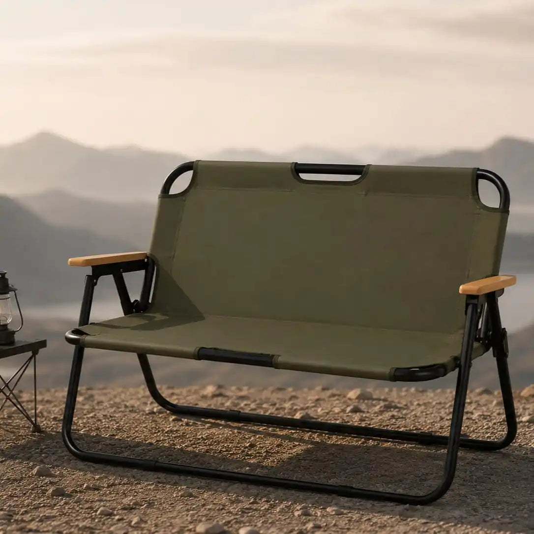 SummitSage Heritage Double Folding Camping Chair - 2 Person Portable Outdoor Bench | Quiet Outdoor Living | 7075 Aerospace Aluminum | Your Living Room in the Wild