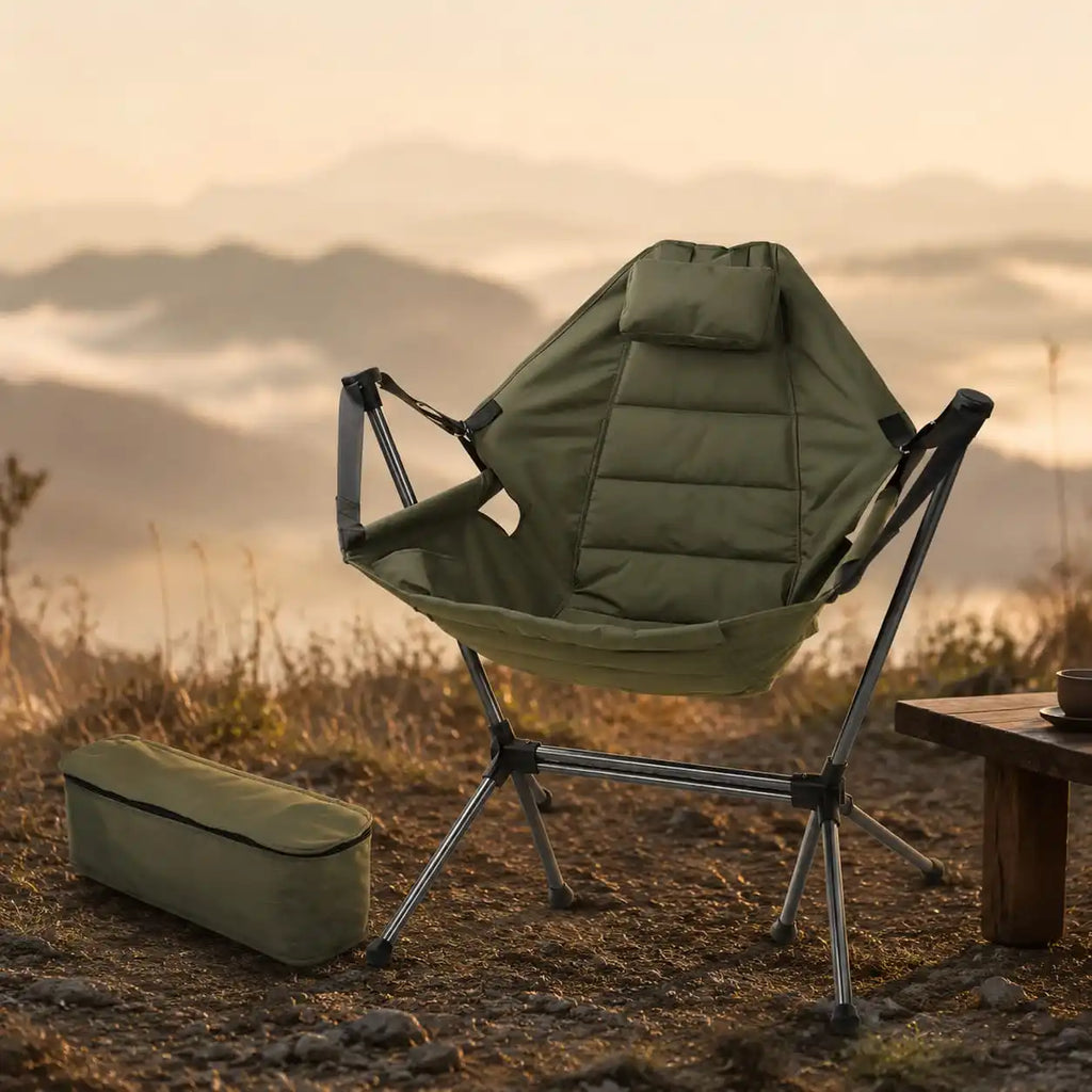 SummitSage Heritage Deluxe Rocking Moon Chair - Ultra-Comfortable Swing Camping Chair | Quiet Outdoor Living | 7075 Aerospace Aluminum | Your Living Room in the Wild