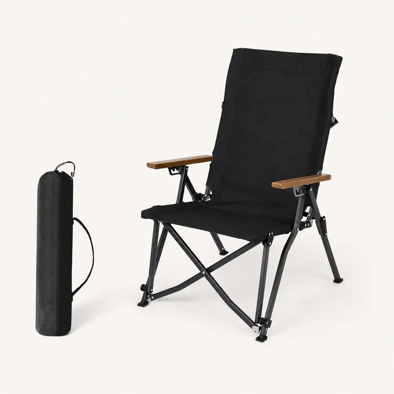 SummitSage Heritage AC5969G High-Back Folding Lounge Chair | Black Edition
