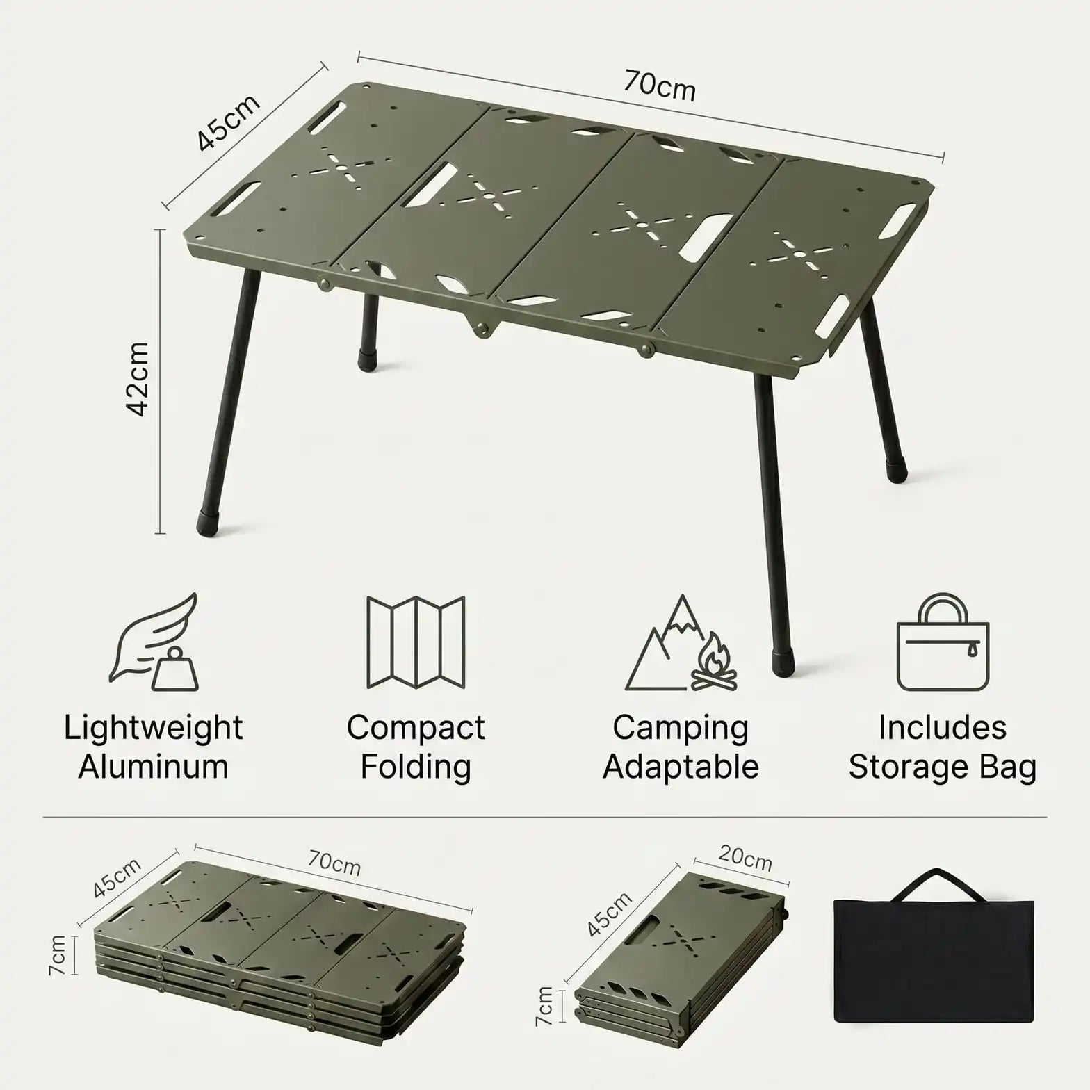 SummitSage Heritage IGT-Style Folding Tactical Table - Lightweight Aluminum Camping Table | Quiet Outdoor Living | 7075 Aerospace Aluminum | Your Living Room in the Wild