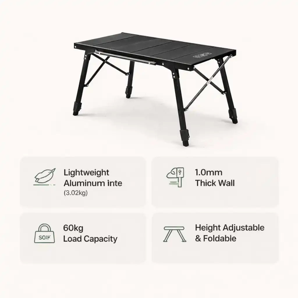 SummitSage Heritage Elevation IGT Table - Aerospace Aluminum Adjustable Tactical Table | Quiet Outdoor Living | 7075 Aerospace Aluminum | Your Living Room in the Wild