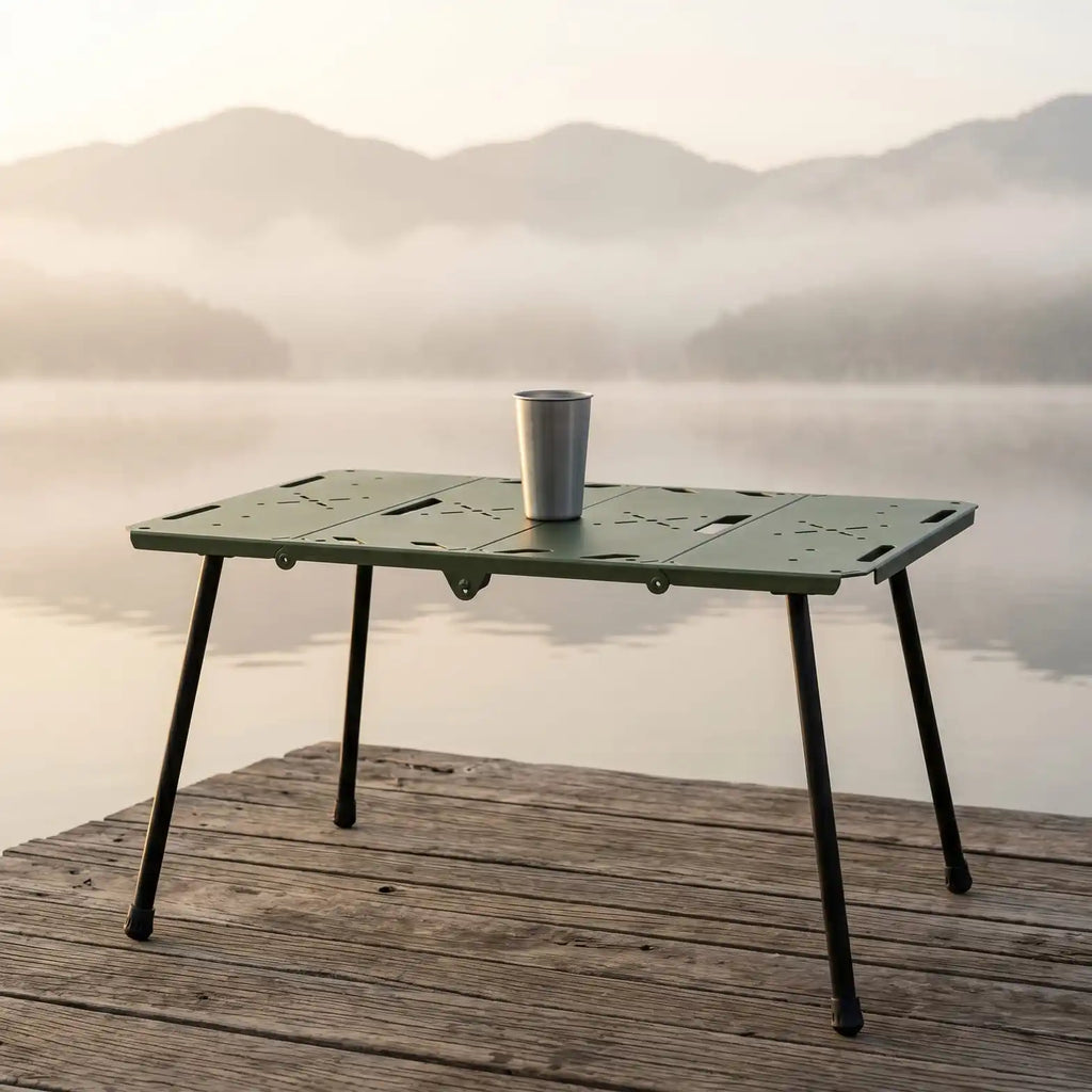 SummitSage Heritage IGT-Style Folding Tactical Table - Lightweight Aluminum Camping Table | Quiet Outdoor Living | 7075 Aerospace Aluminum | Your Living Room in the Wild