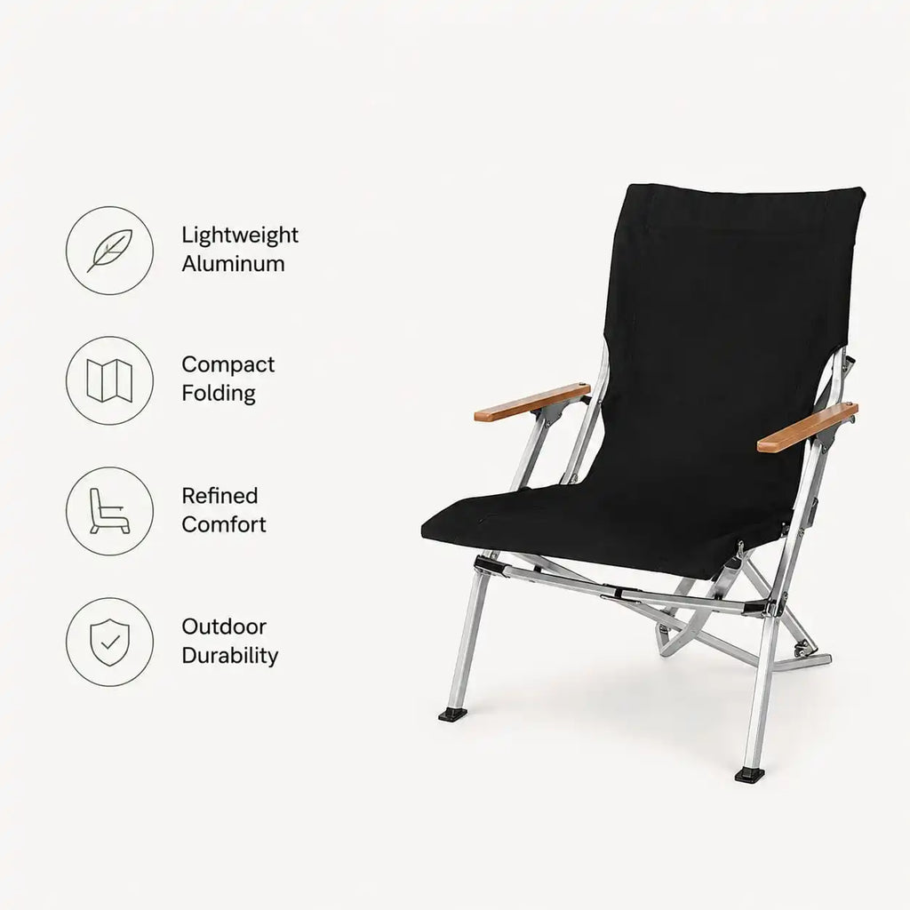 SummitSage Heritage High-Back Folding Camping Chair - Portable Ergonomic Outdoor Seat | Quiet Outdoor Living | 7075 Aerospace Aluminum | Your Living Room in the Wild