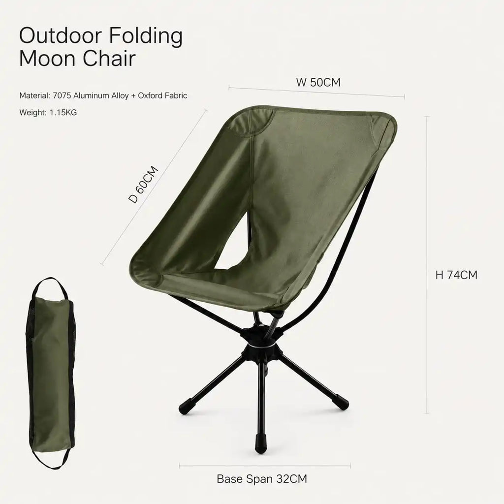 SummitSage Heritage 360° Swivel Folding Camping Chair - Portable Moon Chair | Quiet Outdoor Living | 7075 Aerospace Aluminum | Your Living Room in the Wild