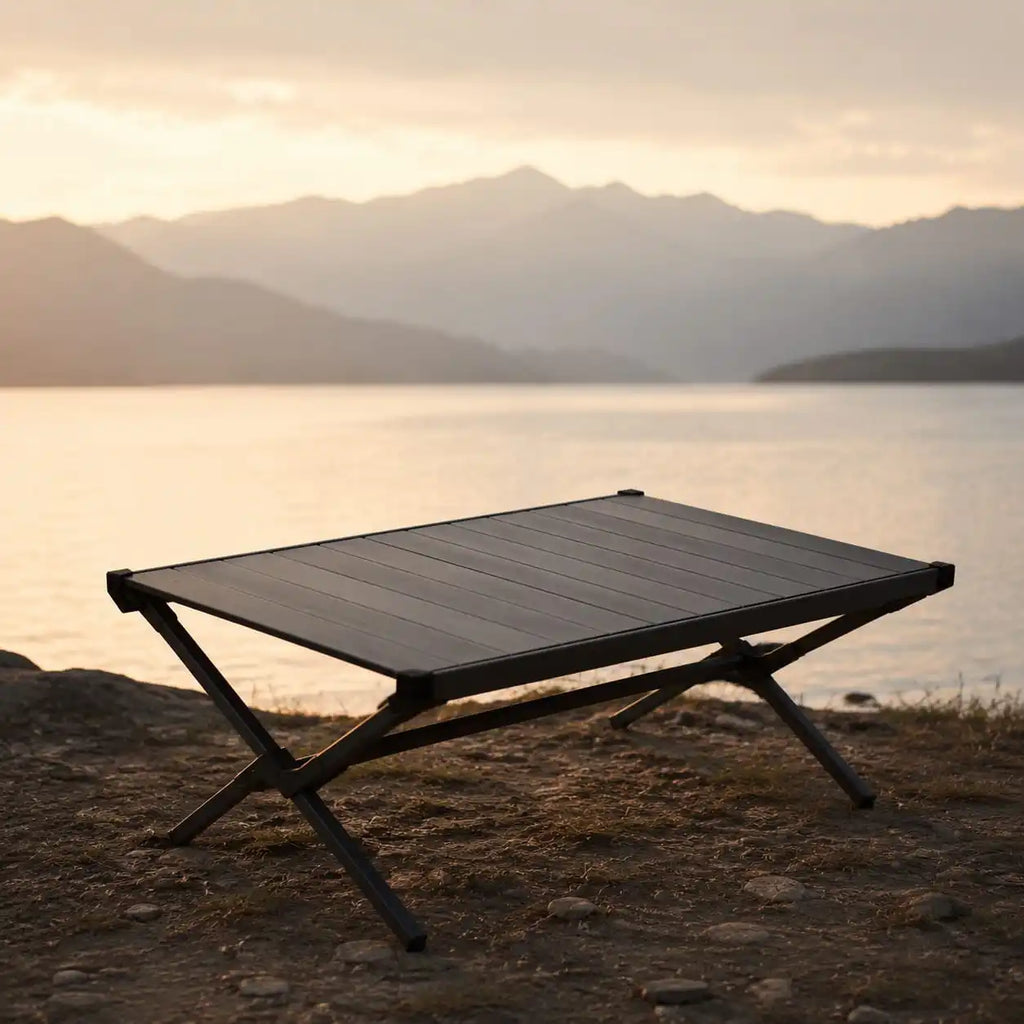 SummitSage Heritage Aluminum Egg-Roll Table - Premium Folding Outdoor Camping Table | Quiet Outdoor Living | 7075 Aerospace Aluminum | Your Living Room in the Wild