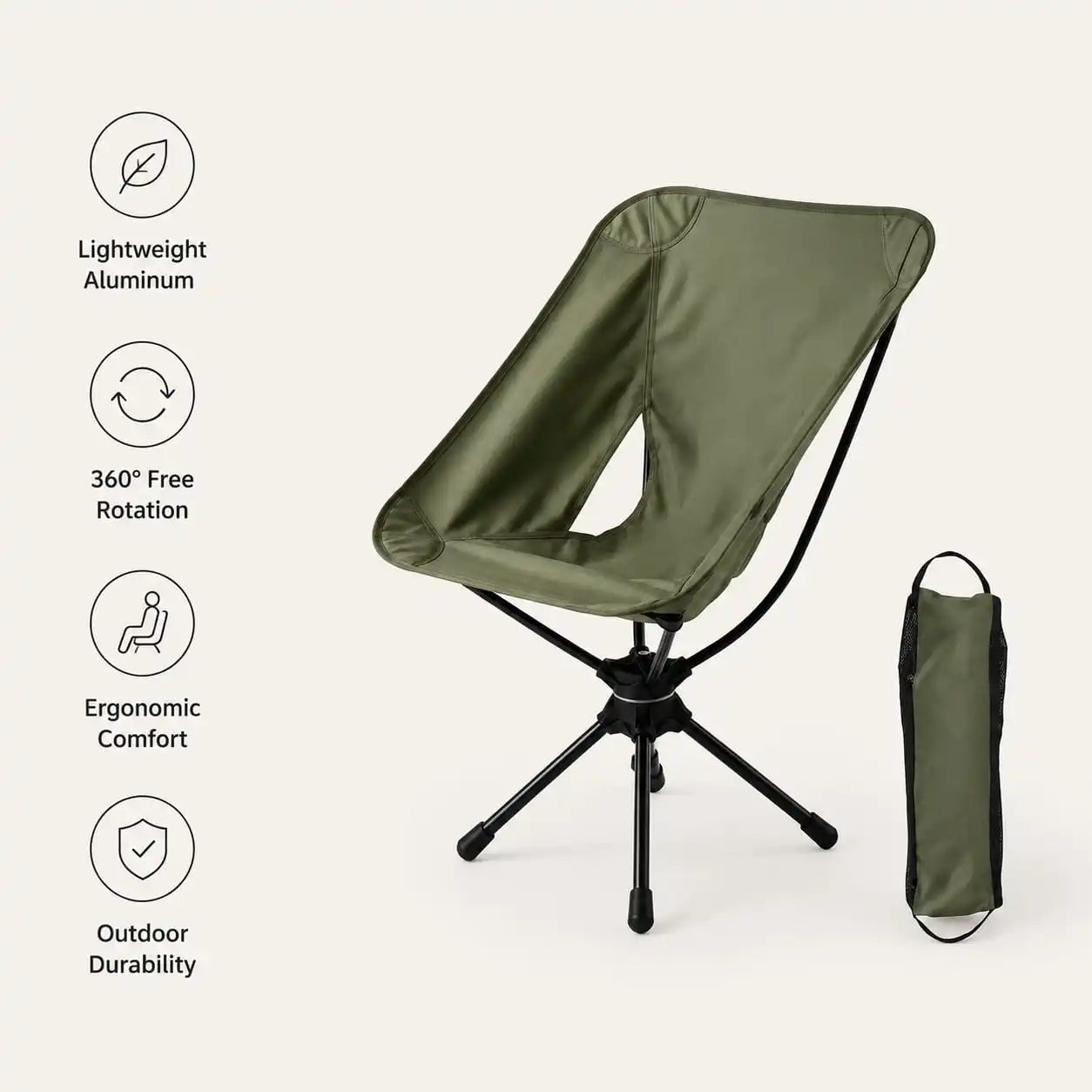 SummitSage Heritage 360° Swivel Folding Camping Chair - Portable Moon Chair | Quiet Outdoor Living | 7075 Aerospace Aluminum | Your Living Room in the Wild