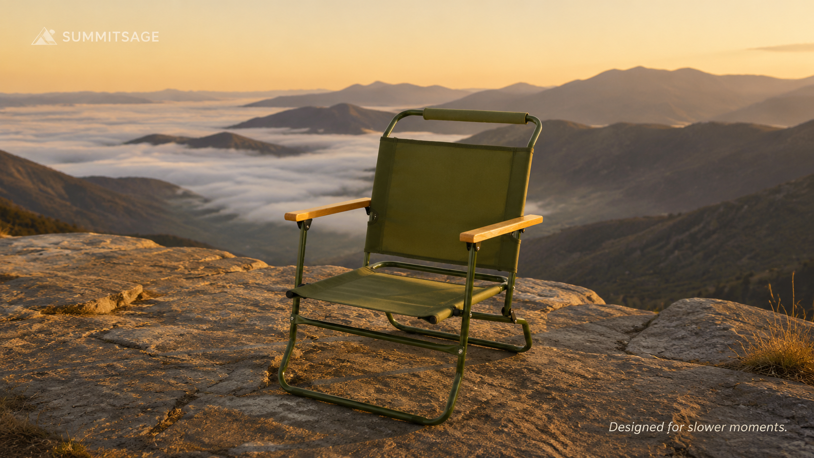 SummitSage Heritage Kermit Style Folding Camping Chair - Portable British Army Outdoor Chair | Quiet Outdoor Living | 7075 Aerospace Aluminum | Your Living Room in the Wild