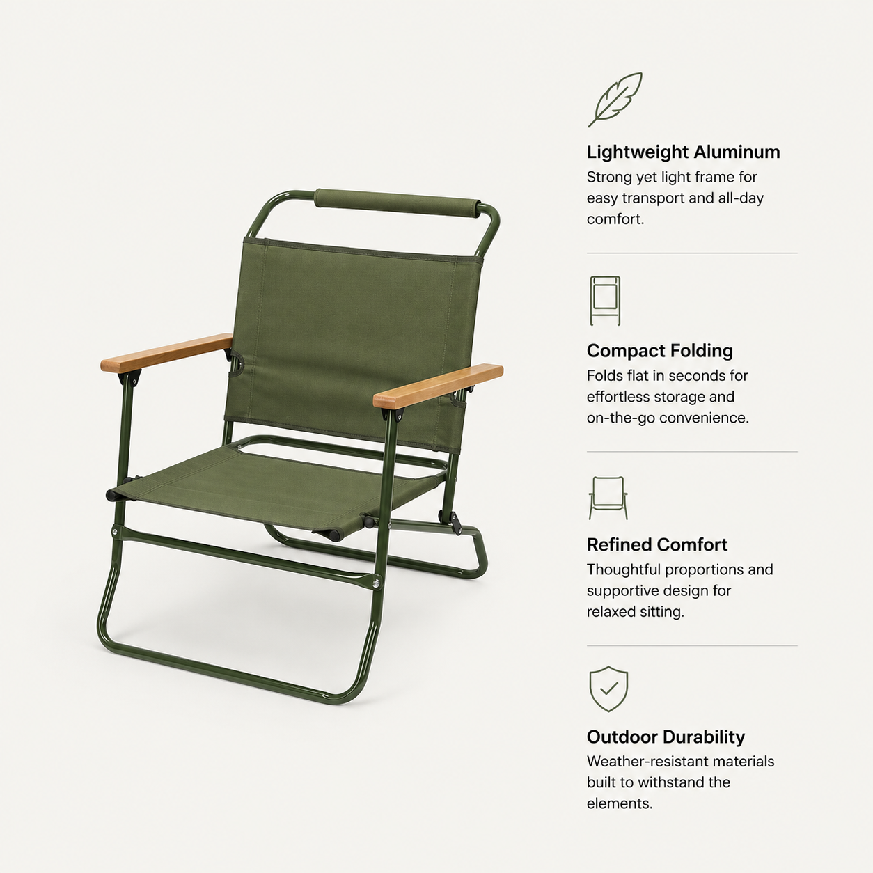 SummitSage Heritage Kermit Style Folding Camping Chair - Portable British Army Outdoor Chair | Quiet Outdoor Living | 7075 Aerospace Aluminum | Your Living Room in the Wild