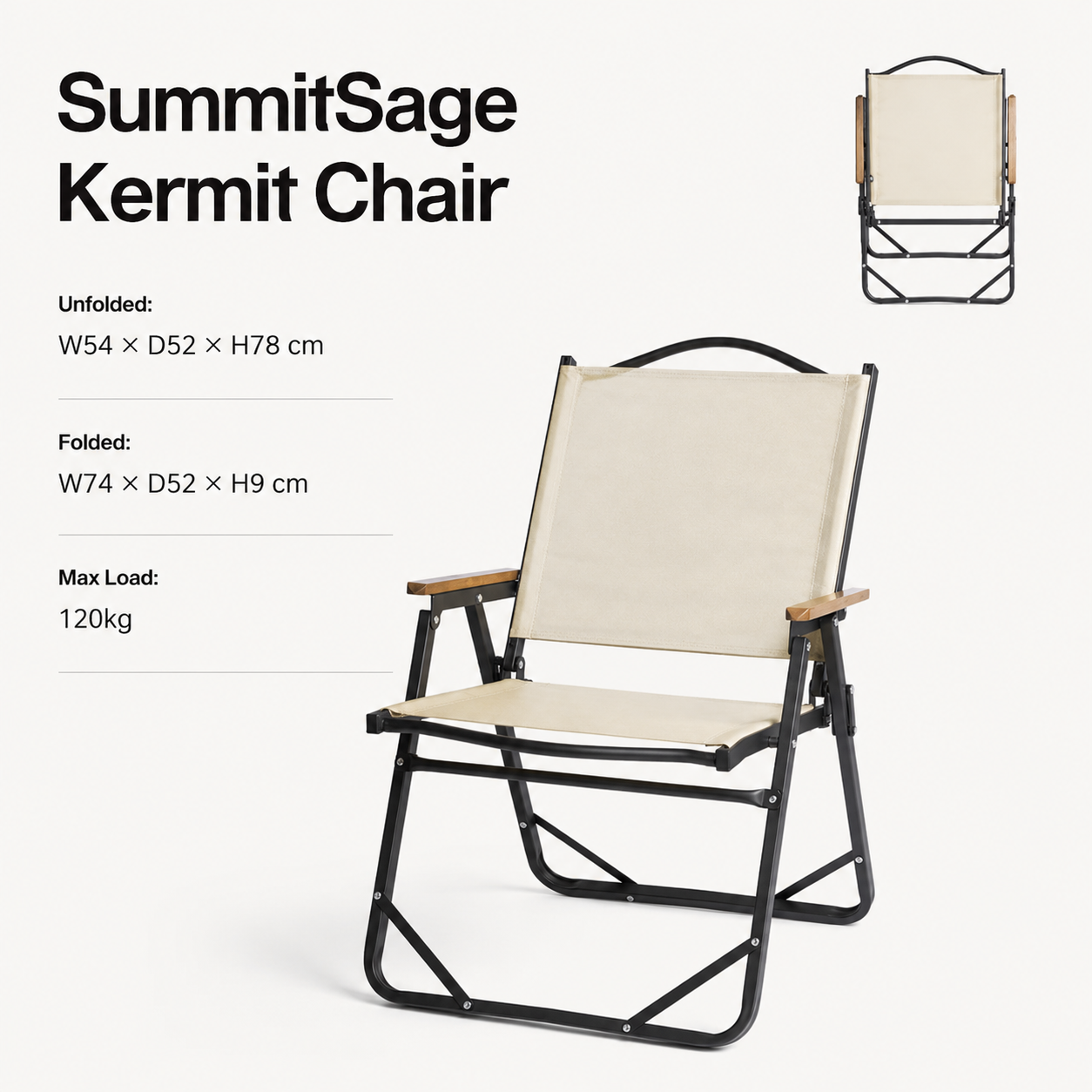 SummitSage Heritage Detachable Padded Aluminum Kermit Chair | Quiet Outdoor Living | 7075 Aerospace Aluminum | Your Living Room in the Wild